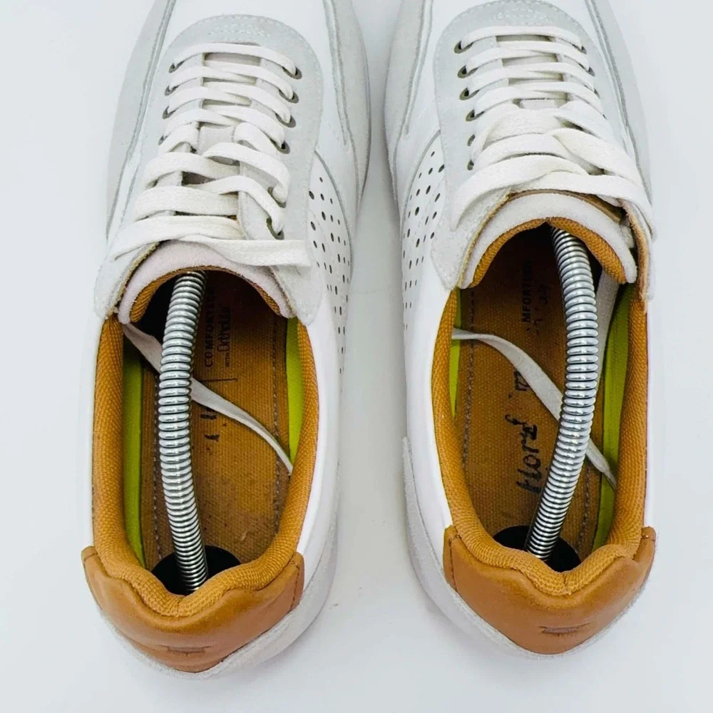 Florsheim Fusion Sport Lace Up Sneakers Men's SIze 10.5 W White Leather Preppy